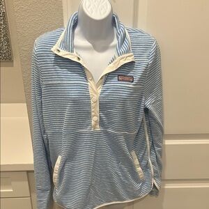 Vineyard Vines Light Blue and White Striped Pullover
